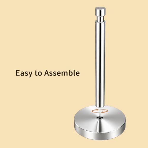 3.9lbs Heavy Duty Paper Towel Holder Countertop Weighted Base | Chrome,Stainles Steel,Modern Standing Countertop Dispenser for Kitchen,Easy One-Handed Tear - color: Chrome
