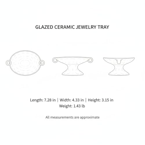 Glazed Ceramic Jewelry Tray for Vanity, Dresser, or Entryway Organization - Silver