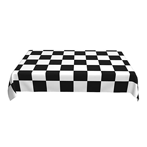 Worltoldb Checkered Polyester Tablecloth, 90" x 60" Rectangular, Water Resistant, Perfect for Dining Table, Kitchen, Wedding, All-Season - color: White12