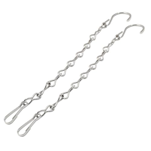 2 Pack 9.5 Inch Silver Hanging Chain Garden Plant | Metal Hanging Basket Chain, For Bird Feeders, Planters, Lanterns, Wind Chimes, Billboards, With Hooks