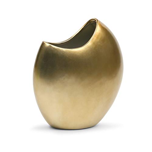 WGV Ceramic Moon Vase, Width 11"x3.5", Height 11", Crescent Gold Pot, Round Circular Bouquet Planter Terrarium for Wedding Event Office Home Decor, 1 Piece - size: Crescent Vase 11"