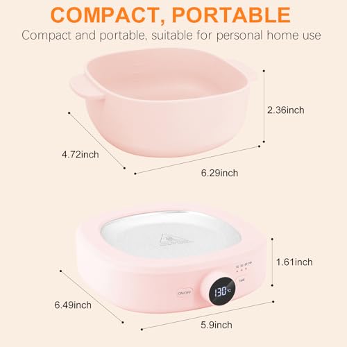 Digital Hair Removal Wax Warmer, Adjustable Temperature Waxing Machine for Women Hair Removal, Face, Bikini, Legs and Body, with Silicone Wax Pot Liner (Pink) - color: Pink