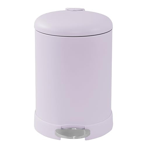 Glad Small Trash Can, 1.2 Gallon | Round Stainless Steel Garbage Bin with Soft Close Lid & Step Foot Pedal | Metal Waste Basket with Removable Inner Bucket, Lavender - color: Lavender