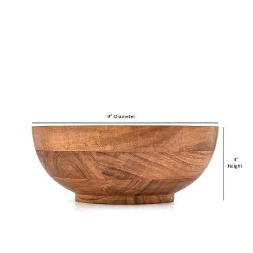 Decorative Bowl Round Rustic Centerpiece Bowl for Home Decor, Dining Table, Parties, Weddings, Floral Arrangements & More (9" X 9" X 4")