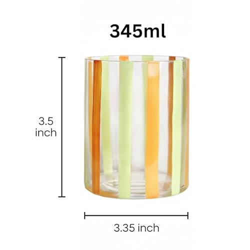 Capri Italian Design Cylindrical Tumblers, 2 Set Olive & Orange Summer Glasses Modern Cups for Water Juice Cocktail Iced Beverage Kitchen Bar Table Drinkware Entertaining Home Decor Housewarming Gifts