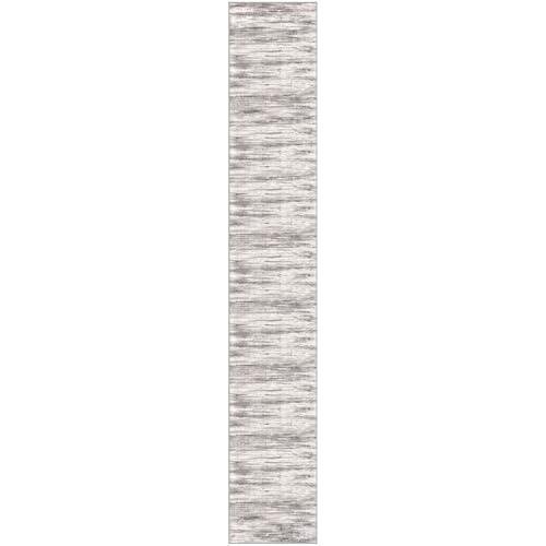 KOZYFLY Modern Abstract Washable Rug Runner 2.6x16 Hallway Rug Runner Non-Slip Soft Kitchen Runner Rugs, Grey/Light Beige/Brown Striped Carpet for Stair Entryway Bathroom - color: Grey/Light Beige/Brown, size: 2'8" x 16' (Runner)