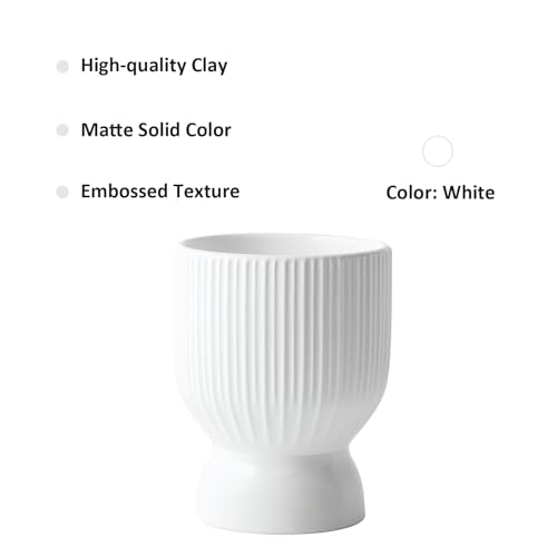 OXART 5.6 Inch Plant Pot, Ceramic Planters for Indoor Plants, Large Indoor Plant Pot with Drainage Holes, Flower Pots, Decorative Pots for Flowers & Herbs, White