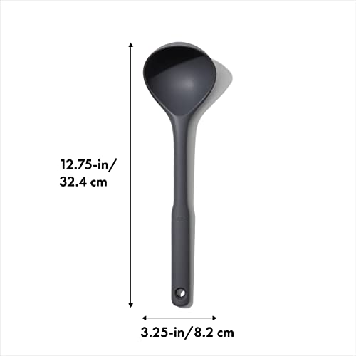 OXO Good Grips Silicone Everyday Ladle, 719812689807, Peppercorn, One Size | Heat-resistant head, safe for non-stick cookware, comfortable non-slip handle - style: Ladle
