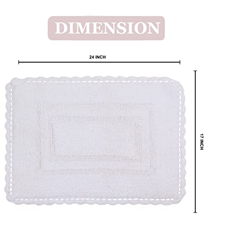 Home Weavers Casual Elegance Reversible Bathmat 100% Cotton Bathroom Rugs Set, Washable Rug, Extra Soft and Absorbent Bath Rug, Kitchen Mat, Bath Mat Set, Non Slip Mat, 17"x24" Rectangle, White - color: White, size: 1'5" x 2' (Rectangular)