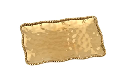 Pampa Bay Titanium-Plated Porcelain Medium Platter, 14.3 x 8 Inch, Gold Tone, Oven, Freezer, Dishwasher Safe