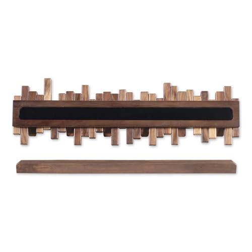 Coat Rack Wall Mount Piano Flip Down Wall Hook Rack 5 Hooks Walnut | Natural Wood Handmade Unique Hanger for Coats Bag Hat Umbrella key Wall Art In the foyer living room bedroom bathroom office - color: Walnut