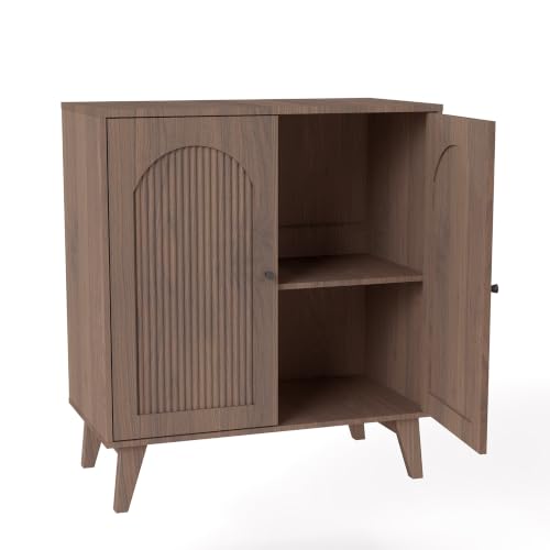 Sideboard Buffet Cabinet with Storage,Accent Cabinet,Storage Sabinet | Farmhouse Coffee Bar Cabinet with Adjustable Shelf & Solid Wood Legs for Living Room, Kitchen, Entryway, Walnut*2 pc - color: Walnut*2
