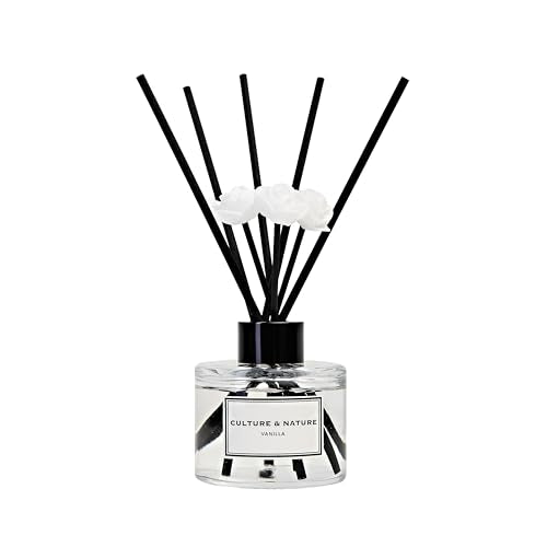 CULTURE & NATURE Reed Diffuser Set 4oz (120ml) Vanilla Scented Diffuser with Sticks Home Fragrance Reed Diffuser for Bathroom Shelf Decor - size: 4 oz