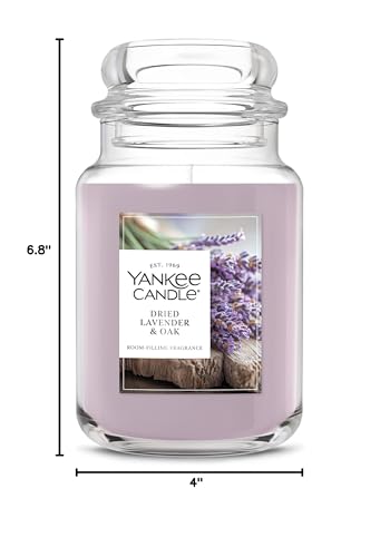 Yankee Candle Dried Lavender & Oak, Scented Candle, 22oz Large Jar with up to 150 Hour Burn Time, Giftable, Birthdays - color: Dried Lavender & Oak, size: Large Jar