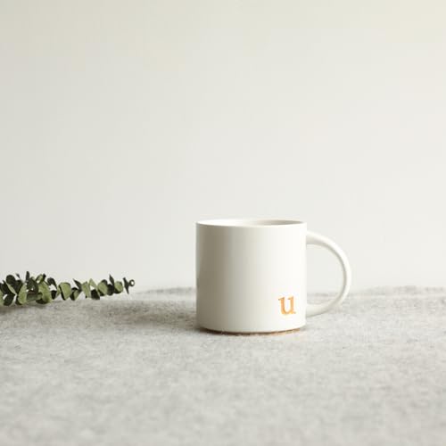 COLLECTIVE HOME Ceramic Coffee Mug, 15 oz Monogram Cup with Gift Box (u) | Dishwasher Safe, Engraved Gold Letter , Personalized Housewarming Birthday Present, Christmas Thanksgiving Mothers Day Gifts - color: gold-u