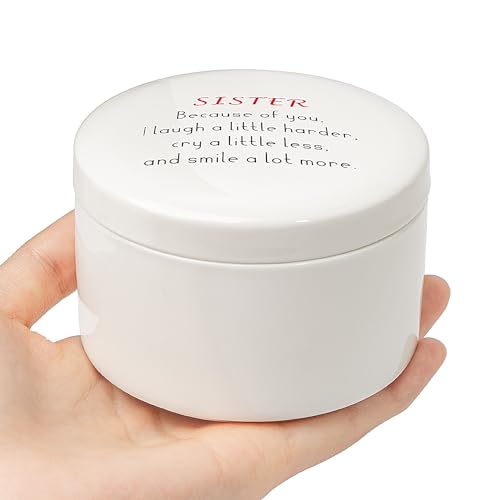 Sister Gifts Ceramic Jewelry Dish, Personalized Trinket Box, Birthday Gift for Sister, Sisters Birthday, for Sis Christmas, Sis Will Always Be There, Friendship Christmas Thanksgiving Gift for Sisters - color: SISTER