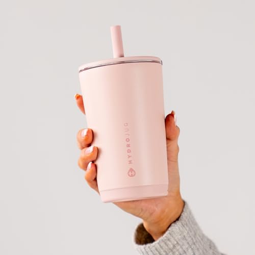 HydroJug Everyday Tumbler 14 oz, Ceramic-Lined Straw Cup, Dusty Rose - color: Dusty Rose, size: 14 Ounces