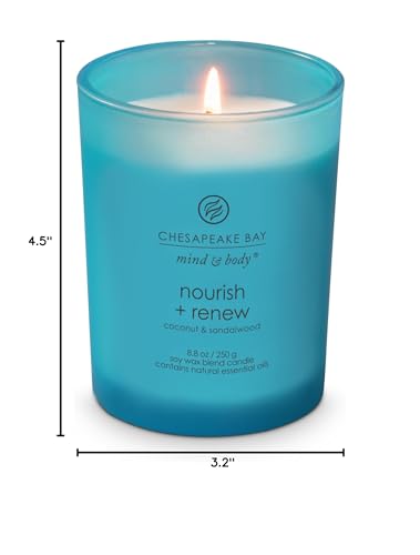Chesapeake Bay Candle Mind & Body Medium Jar Candle Nourish + Renew (Coconut & Sandalwood) - color: Nourish + Renew, size: 8.8oz