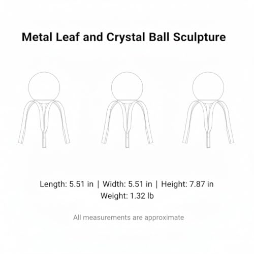 for Shelf, Desk, or Console Table Display: Modern Geometric Metal Leaf and Crystal Ball Sculpture Accent (1 PC) - size: 5.51 x 5.51 x 7.87 in