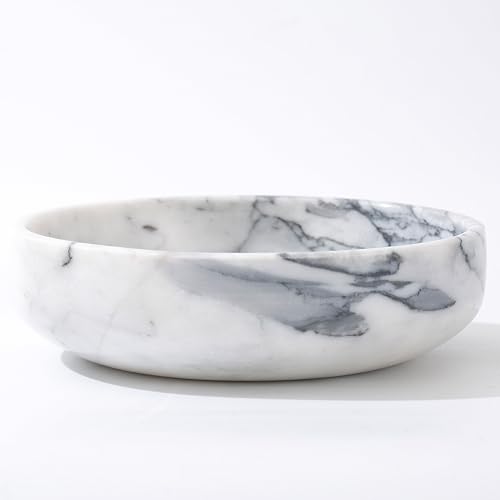 6.7" Decorative Bowl - Natural Marble Key Bowl & Centerpiece (White & Grey) - color: White&Grey