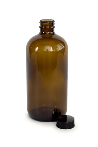 Vivaplex, 2, Amber, 16 oz Glass Bottles, with Lids