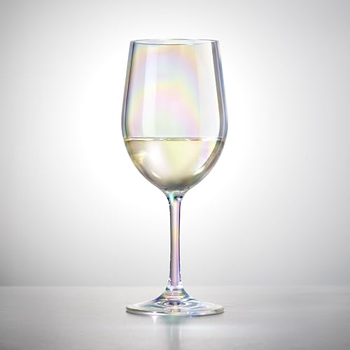 Red Co. Set of 6 Classic Clear Acrylic 12 Fl Oz Outdoor Wine Goblets with Iridescent Finish - color: Iridescent Clear