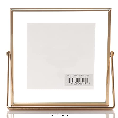 Lawrence Frames Metal Easel Float Picture Frame, 4x4, Gold - color: Gold, size: 4x4