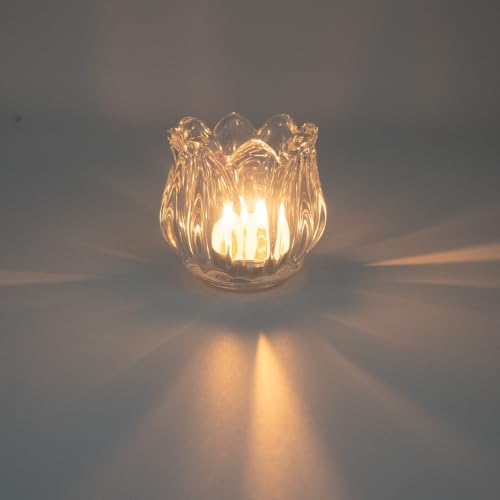 Votive Glass Tealight Candle Holders, Candles Not Included (Transparent Tulip-6 Pcs) - color: Transparent Tulip-6 Pcs