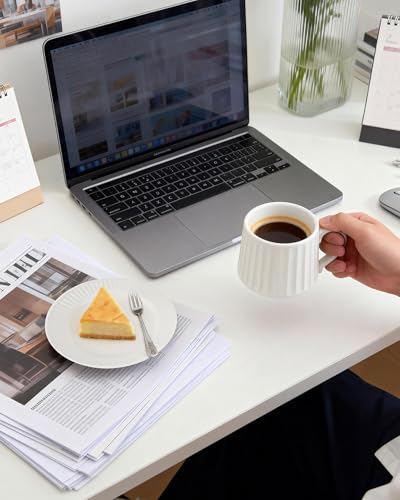 Ceramic Coffee Mug and Saucer Set-11.5 oz White Coffee Cup with Saucer for Office,Home,Cafe - Microwave & Dishwasher Safe - Perfect for Latte, Cappuccino,Tea-Gift for Coffee Lovers Men Women - color: White Mug
