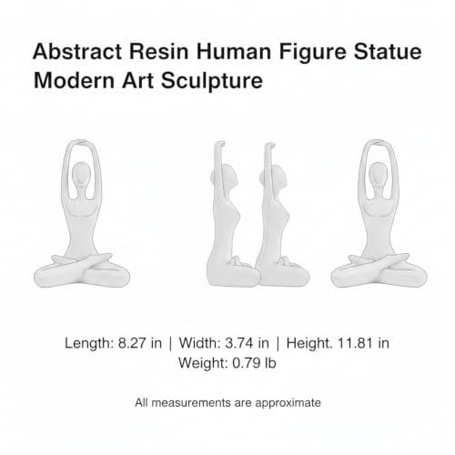 Modern Abstract Resin Human Figure Sculpture, Beige Minimalist Art Statue for Home Office Desk Shelf Decor - size: 8.27 x 3.74 x 11.81 in