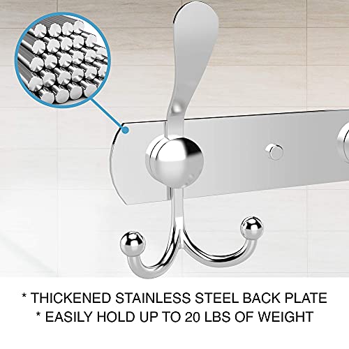 GlazieVault Coat Rack Wall Mount - Stainless Steel Coat Hooks (2 Pack) - Heavy Duty Wall Hooks for Clothes & Accessories (Silver Tri) - style: Silver Tri