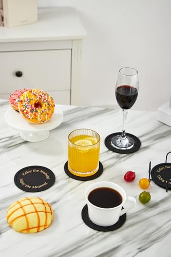 Silicone Coasters Set of 6, Premium Drink Coaster with Holder, Non-Slip, Non-Stick, Dishwasher Safe, Perfect for Hot and Cold Drinks, Protect Your Desks and Tables(6 Black) - color: Black