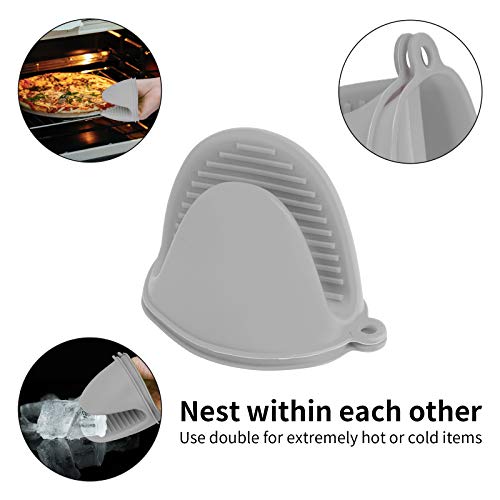 tifanso 1 Pair Heat Resistant Silicone Oven Mitts & Pot Holders for Cooking | Mini Non-Slip Pinch Grip, Food Grade Silicone, Ideal for Air Fryer Baking & Grilling, Easy to Clean & Durable - color: Gray