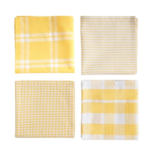 LANE LINEN 100% Cotton Kitchen Dish Cloths, Ultra Soft Absorbent Quick Drying Dish Towels, Multiweave Wash Cloths Dish Towel Sets, 12x12 Inches, 12 Pack - Yellow - color: 07: Yellow, size: 12"x12" - 12 Pack
