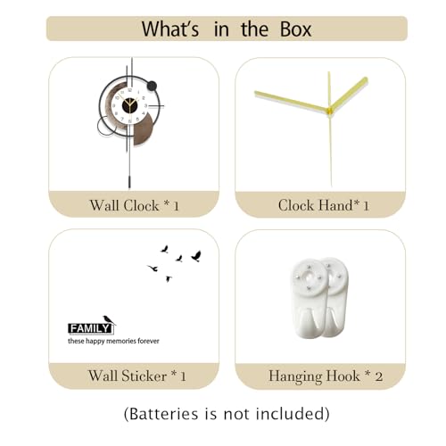 FLEBLE Large Wall Clock Decorative with Voice and Light Sensor Night Light | Glow in The Dark Silent Battery Operated Metal Pendulum Wall Clock for Kitchen Office Bedroom Living Room Decor, 14.9*29inch - size: 14.9*29inch