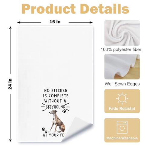 Greyhound Funny Dog Kitchen Towels -A Kitchen is Not Complete Without A Greyhound Waffle Weave Dish Towel for Home Bathroom,Dog Lovers Gift,16×24 Inch - color: Greyhound at Your Feet