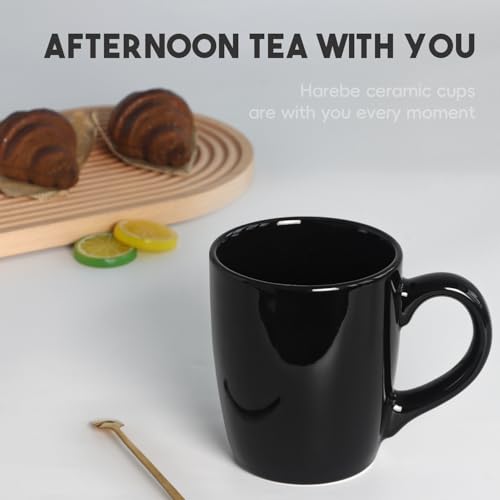 harebe 20 OZ Large Coffee Mug, Ceramic Tea Cup for Office and Home, Big Capacity with Handle, Cups for Men Women Mug Lovers, Microwave & Dishwasher Safe, Black - color: glossy black