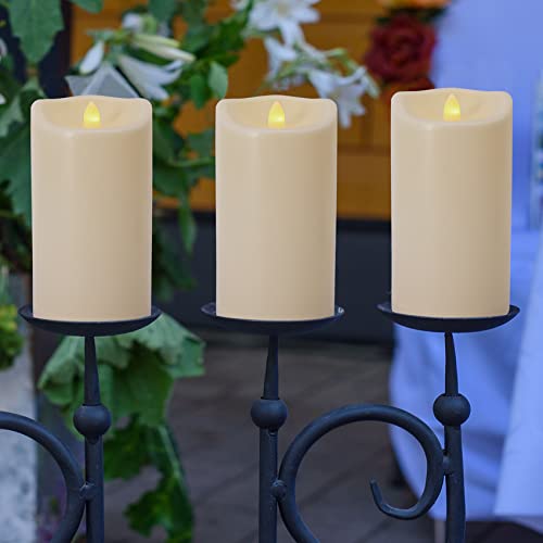 Waterproof Flameless Candles with Remote and Timers, Outdoor Indoor Flickering Battery Operated LED Pillar Candles, Ivory Plastic, Long-Lasting, Set of 6(D3 X H6) - color: 6 Pack-D3"x H6"