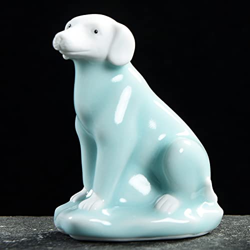 Ceramic Ornament Animals Dog Handcrafted Sculpture Garden Arts Decor for Home Office Car Dashboard Gift