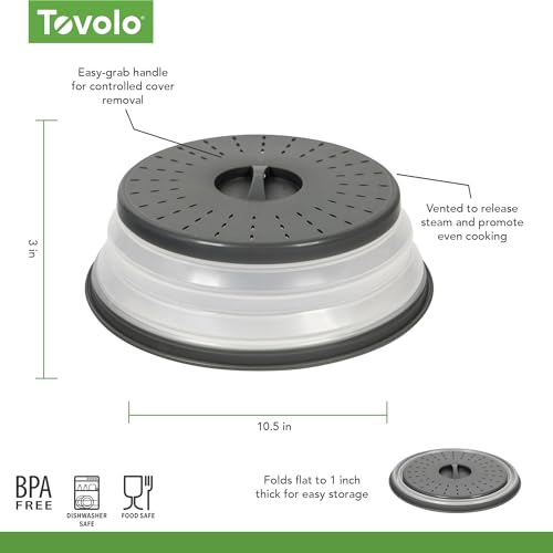Tovolo Collapsible Microwave Splatter Cover, Charcoal Gray, Medium 10.5" in - color: Charcoal, size: Medium (10 inch)