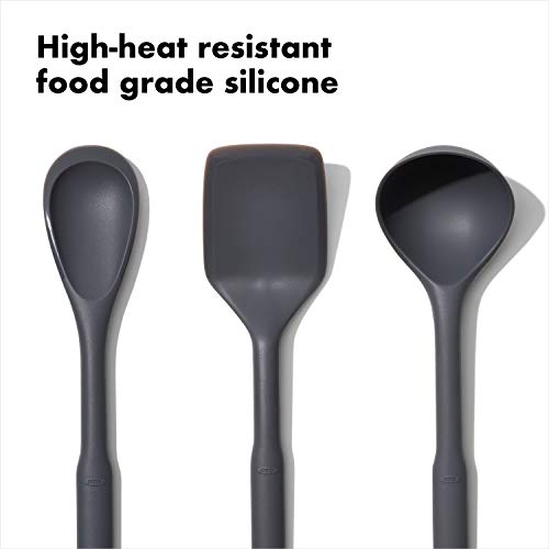 OXO Good Grips 3-Piece Silicone Utensil Set, Gray, One size - style: 3-Piece Set