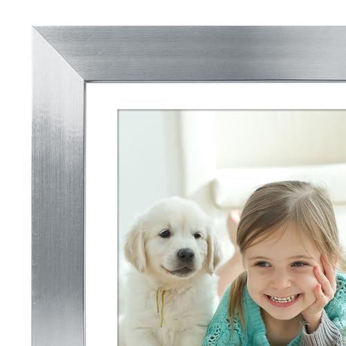 Americanflat 5x7 Picture Frame with Polished Clear Glass - Set of 2 - Use as 4x6 Frame with Mat or Display 5x7 Photo Without Mat - Signature Collection - Photo Frames for Tabletop or Wall - Silver | Engineered Wood construction, wall or tabletop display w