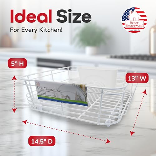 Better Houseware Dish Drying Rack, Space-Saving Dish Drainer Rack for Kitchen Counter, Kitchen Dish Strainer 2-Piece Set with Utensil Holder, White - color: White, size: Standard