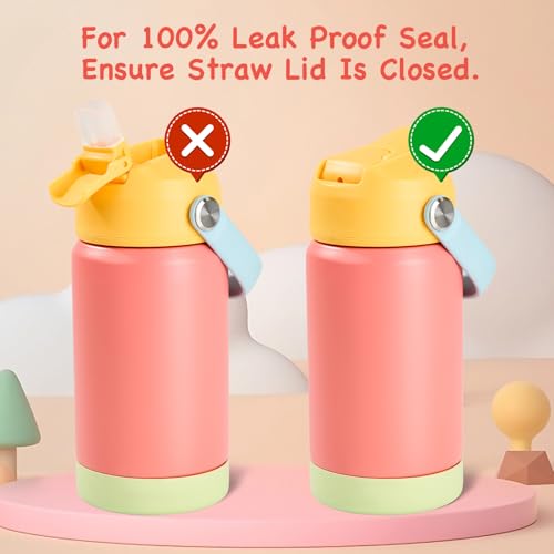 Kerilyn 12oz Kids Water Bottle 2 Pack, Stainless Steel Insulated Water Bottle Bulk, Toddler Cups with Straws Leak-Proof, Kids Water Bottles for School Boys Girls, BPA Free, 2 Piece Set Sweet Couple - color: A. Sweet Couple