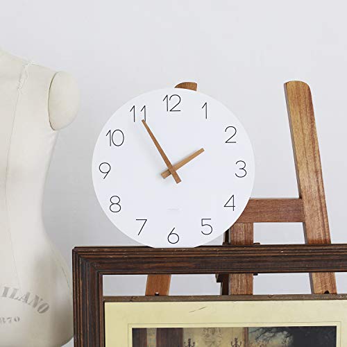 mooas Flatwood Wall Clock, 12" Analog Wall Clock, Silent Non-Ticking | Modern Wall Clocks Battery Operated for Office, Home, Bathroom, Kitchen, Bedroom, School, Living Room - color: Flatwood