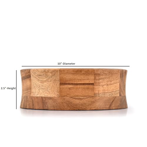 Handcrafted Acacia Wood Centerpiece Bowl – Decorative Wooden Bowl for Home Décor, Dining Tables & Living Rooms – Rustic Farmhouse Accent Décor (10" X 10" X 2.5")