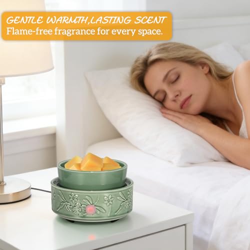 Green Wax Melt Warmer for Scented Wax 3-in-1 Ceramic Wax Warmer | Fragrances Candle Oils, Home Fragrance Burner,Electric Candle Warmer for Mom Women(Dragonfly) - color: Green Dragonfly