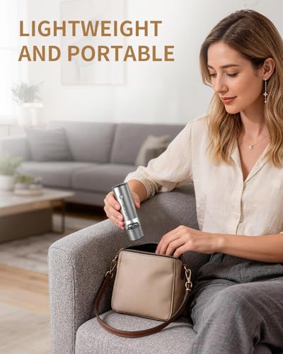 CIRCLE JOY Mini Rechargeable Salt and Pepper Grinder Set with Wooden Base, Dust Cover and External Adjustment, Stainless Steel Electric Pepper Mill Grinders for Kitchen, Outdoors and Travel, Silver - color: MINI Rechargeable Set with Wooden Base