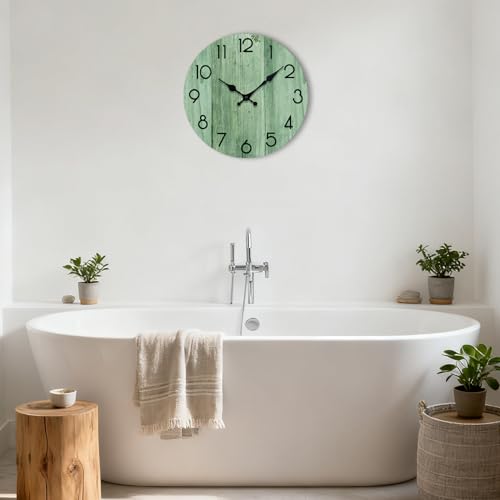 Wall Clock, Modern Wall Clocks Battery Operated, Silent Non Ticking Clock Decorative for Living Room, Office, Home, School (Light Green) - size: 12 Inch