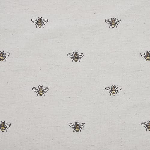 VHC Brands Embroidered Bee, Farmhouse Table Runner, Ruffled, Rectangle, Yellow Grey, 13x36 - size: 13x36